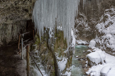 Frozen waterfall in winter