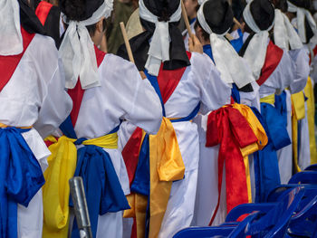 Clothes drying on rack