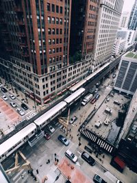 High angle view of traffic in city