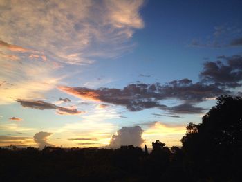 Silhouette trees against sky during sunset