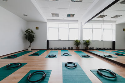 High angle view of man in gym