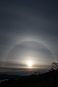 Scenic view of rainbow against sky during sunset