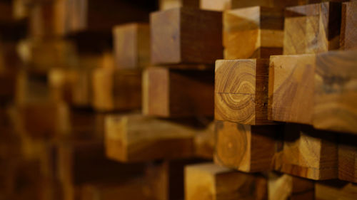 Full frame shot of stack of wood