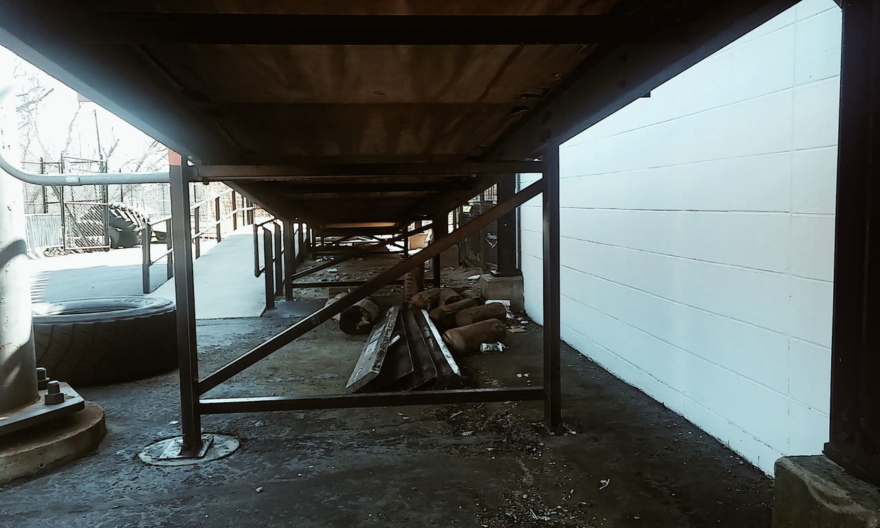 Under the bleachers