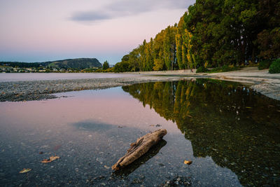 Scenic view of lake against sky