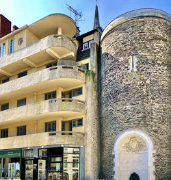 Low angle view of building against clear sky