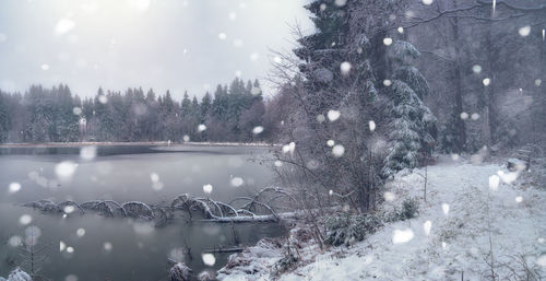 Scenic view of frozen lake against sky