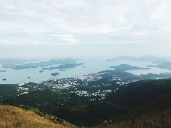 High angle view of landscape against sky