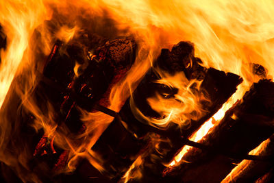 Close-up of bonfire at night