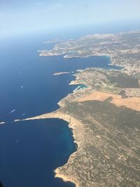 Aerial view of majorca and sea