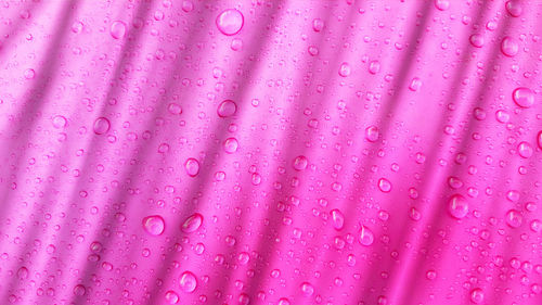 Full frame shot of water drops on pink fabric