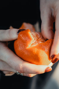 Midsection of person holding apple
