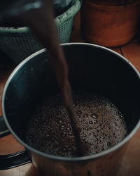 High angle view of coffee cup