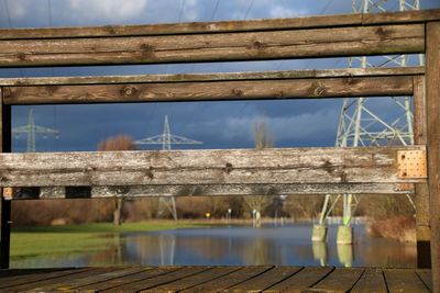 Close-up of bridge against sky