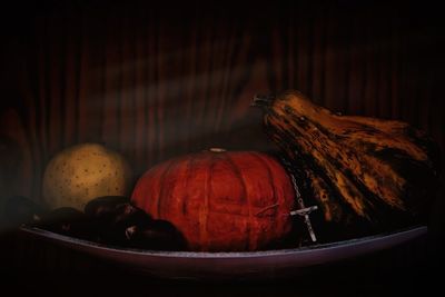 Close-up of pumpkin on table