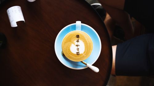 Directly above shot of coffee on table