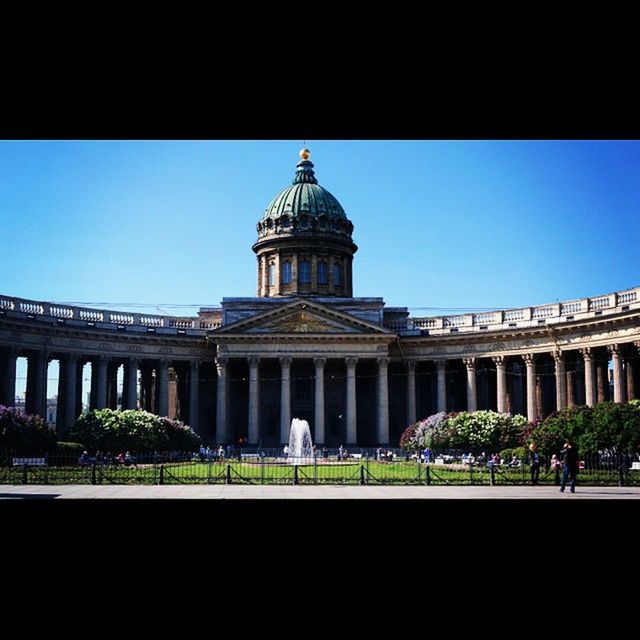 architecture, built structure, famous place, building exterior, travel destinations, tourism, travel, international landmark, history, clear sky, capital cities, facade, dome, blue, architectural column, place of worship, tree, statue, monument, sky