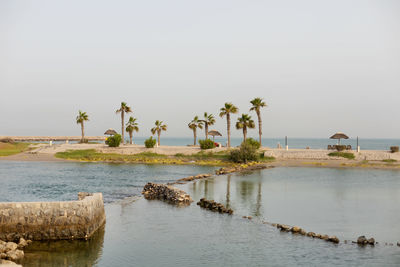 Ras al khaimah, uae - april 2022 -beautiful view of the beach at the cove rotana resort