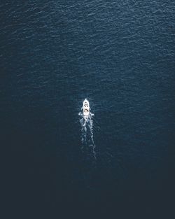 Aerial view of yacht sailing on sea