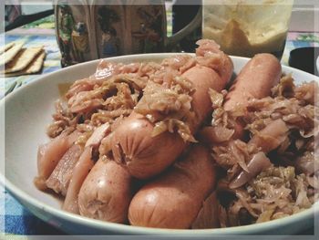 Close-up of meal served in bowl