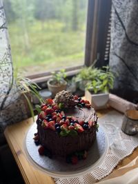 Hedgehog decorated chocolate cake