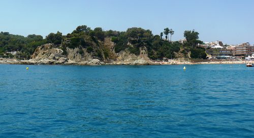 Scenic view of sea against clear sky