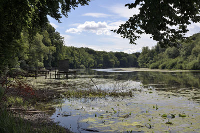 Scenic view of lake against sky