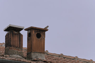 Low angle view of old building against clear sky