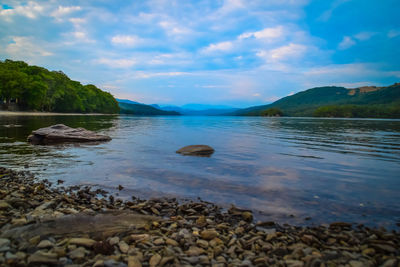 Scenic view of lake against sky