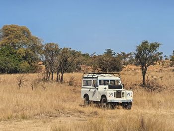 High angle view of car on field