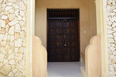 Closed door of house