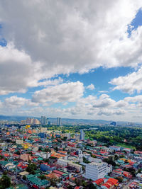 High angle view of buildings in city