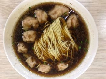 Directly above shot of soup in bowl