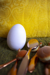 Close-up of eggs on table