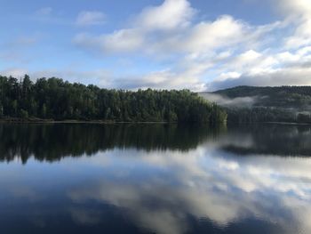 Scenic view of lake against sky
