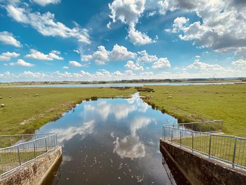 Scenic view of lake against sky