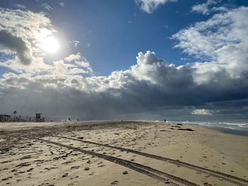 Scenic view of beach against sky