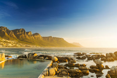 Scenic view of sea against sky during sunset