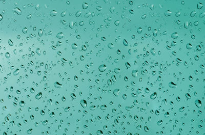 Full frame shot of raindrops on window