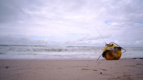 View of fishing net on beach