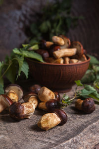 Close-up of food on table