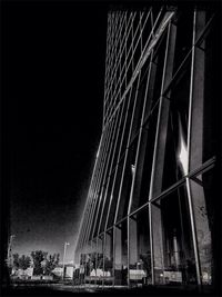 Low angle view of illuminated building at night