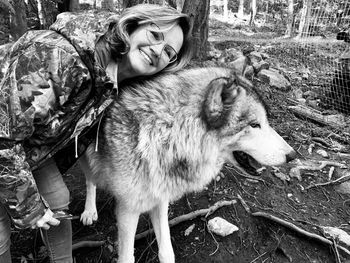 Portrait of girl with dog