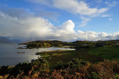 Scenic view of lake against sky