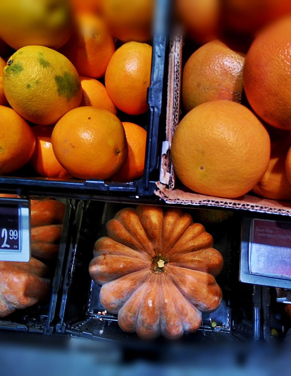 CLOSE-UP OF ORANGES IN MARKET