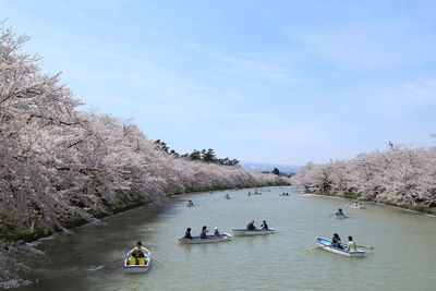 Tourists on boat in sea