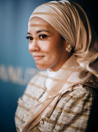 Beautiful asian woman wearing head scarf portraiture fashion and lifestyle theme