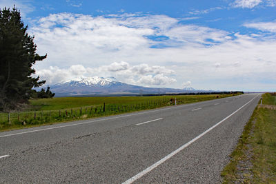 Road by landscape against sky