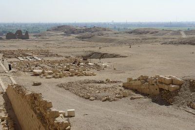 Scenic view of desert against clear sky