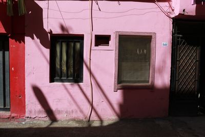 Closed door of building